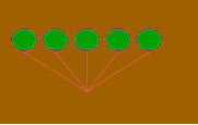 Программа : «Пять шаров»


SCREEN 7
COLOR 9, 6
FOR i = 40 TO 240 STEP 50
CIRCLE (i, 60), 20, 5
PAINT (i, 60), 2, 5
LINE (140, 140)-(i, 80), 12
NEXT i


                    Выполнил    ученик  группы 05
                                               Маркелов Егор
